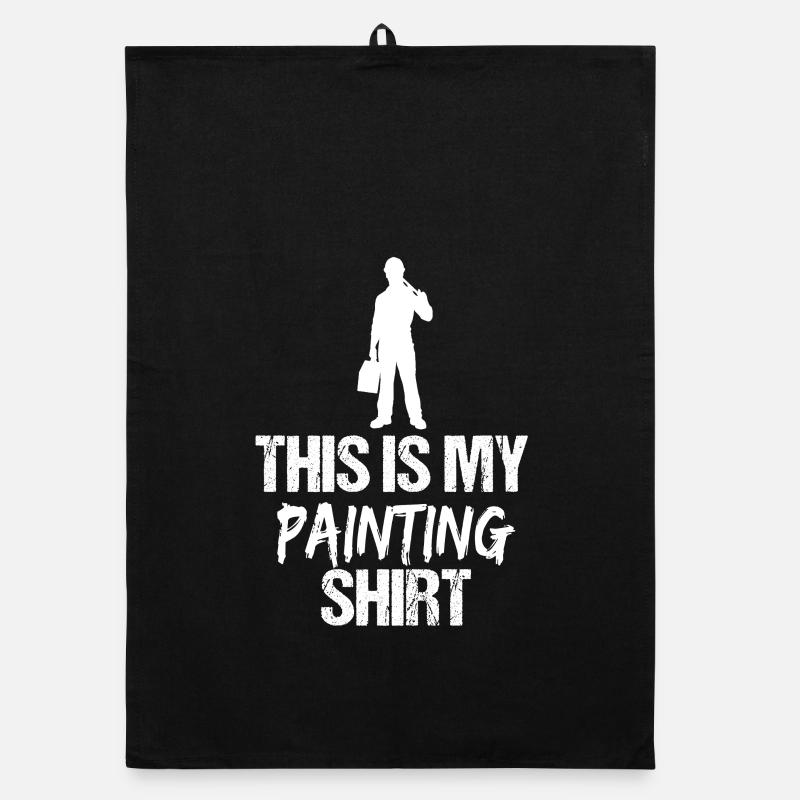 Funny Painter Quote White Artist Silhouette Organic dish towel