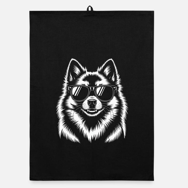 Weisser Spitz Hund Zwergspitz Organic Geschirrtuch