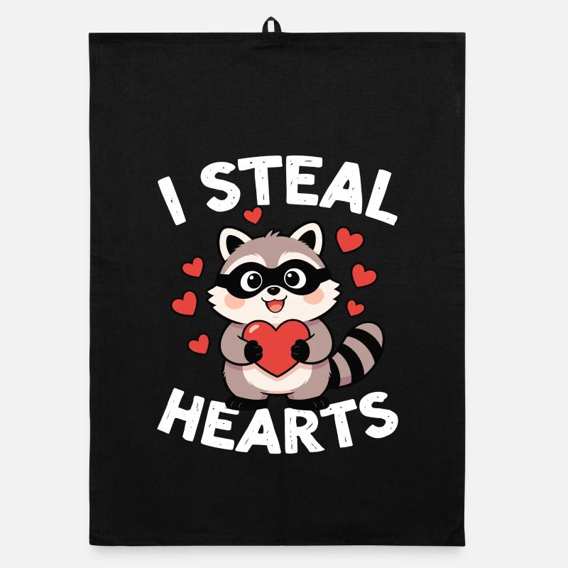 I Steal Hearts Waschbär Organic Geschirrtuch