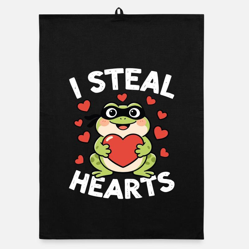 I Steal Hearts Frog Organic dish towel