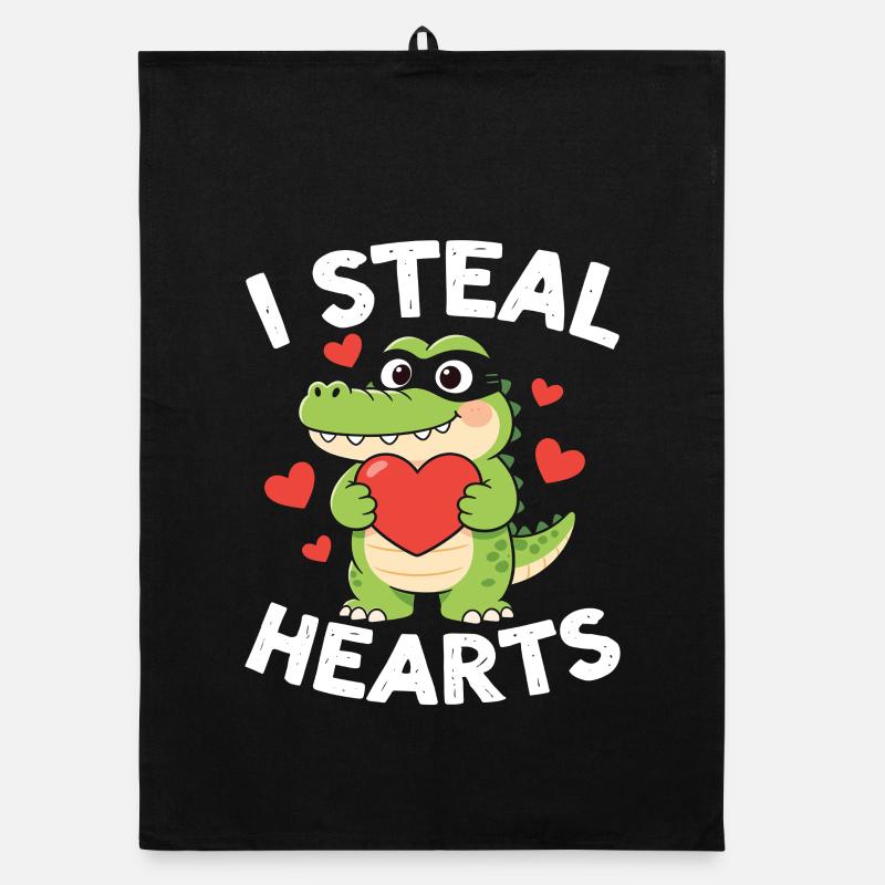 Je vole des cœurs Alligator Torchon bio