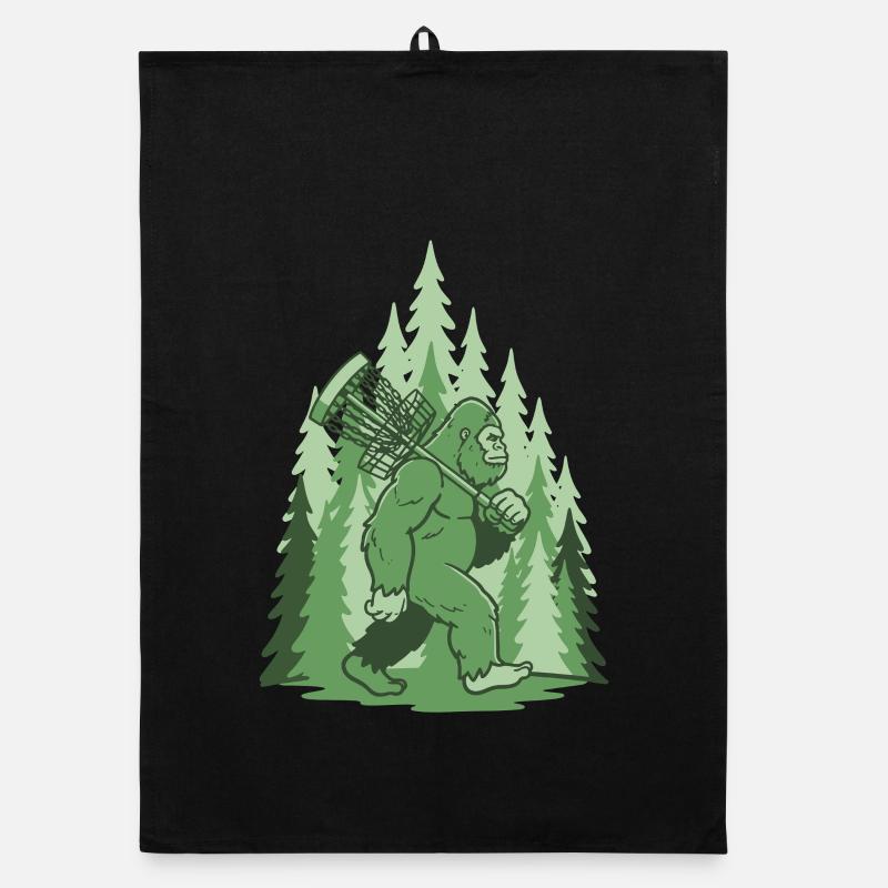 Sasquatch Disc Golf Basket Forest Funny Frisbee Organic dish towel