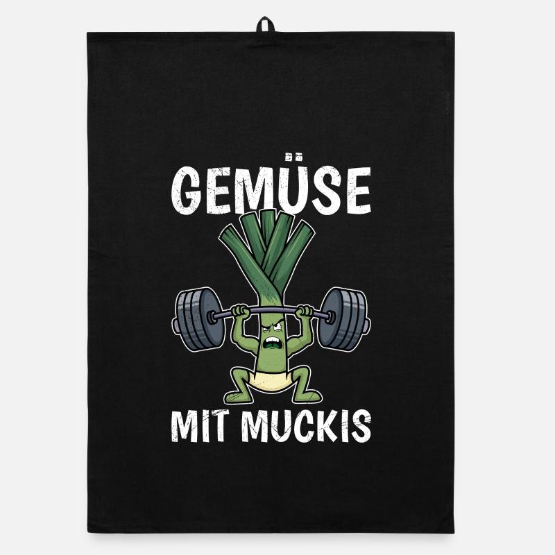 Gewichtheber GEMÜSE MIT MUCKIS Lustiges Organic Geschirrtuch