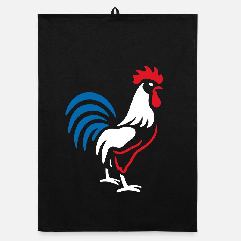 Coq vibrant bleu rouge Torchon bio