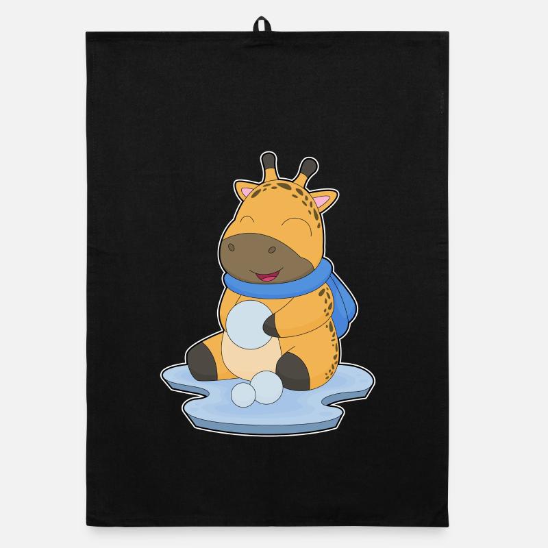 Giraffe Winter Schneeball Organic Geschirrtuch