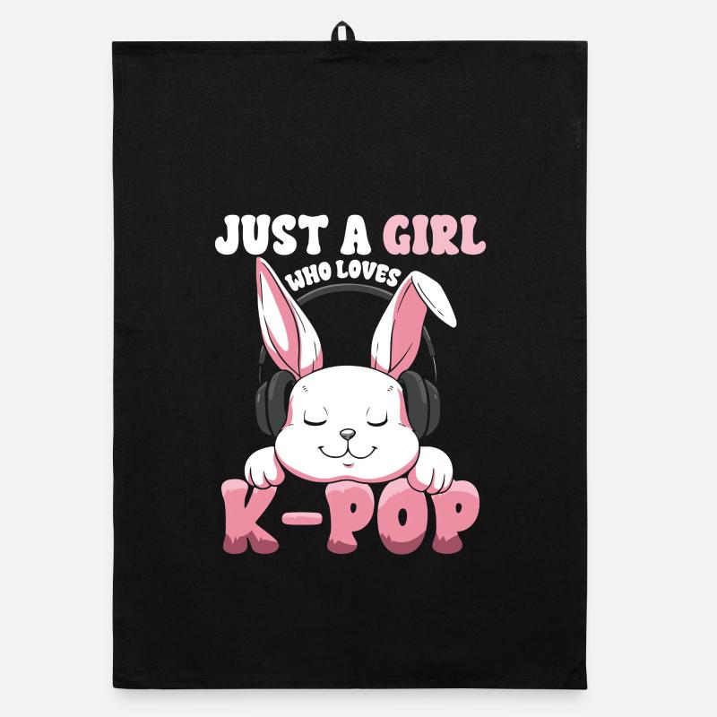 K-Pop Bunny avec des écouteurs Torchon bio