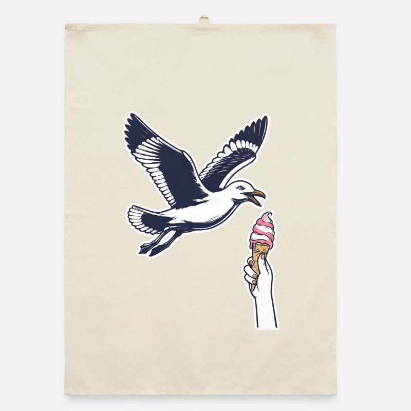 Lustige Möwe Stiehlt Eiscreme Organic Geschirrtuch