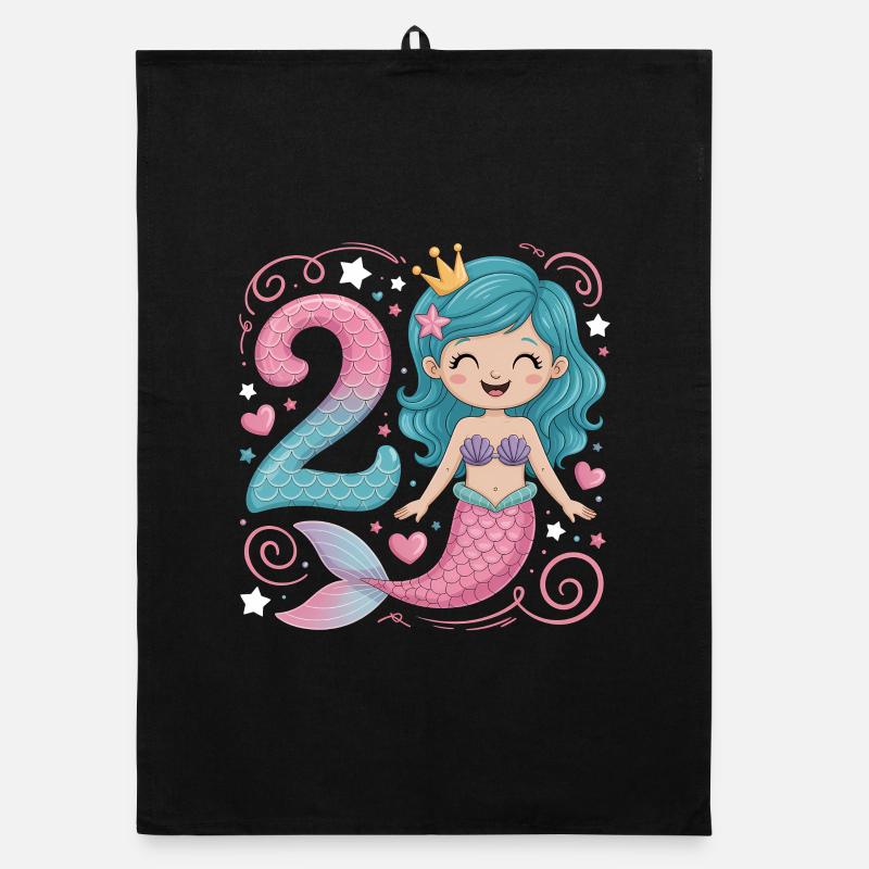 Sirène 2e anniversaire 2 ans Torchon bio