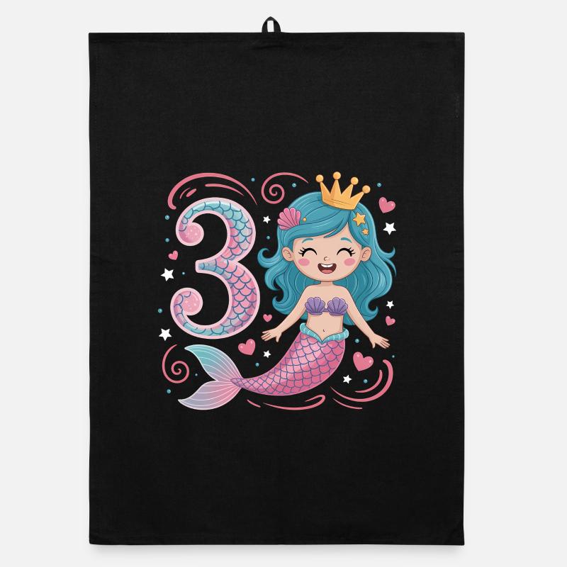 3e anniversaire de la sirène 3 ans Torchon bio