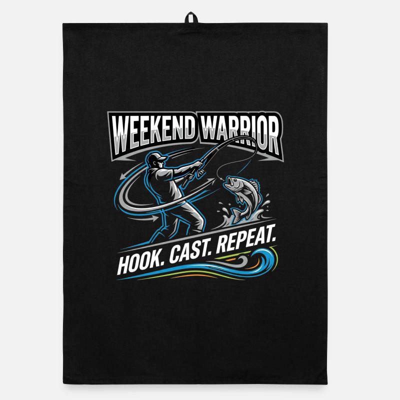 Weekend Warrior Hook Cast Repeat Angler Organic dish towel