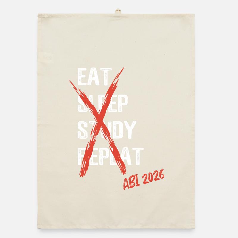 Eat sleep study repeat - Abi 2026 - Spruch Organic Geschirrtuch