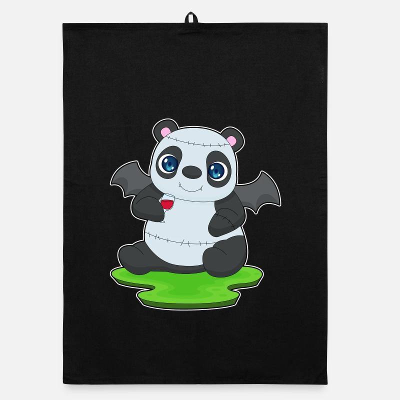 Panda Halloween Bat Torchon bio