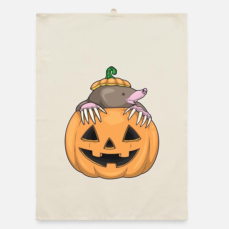 Mole Halloween Pumpkin Organic dish towel