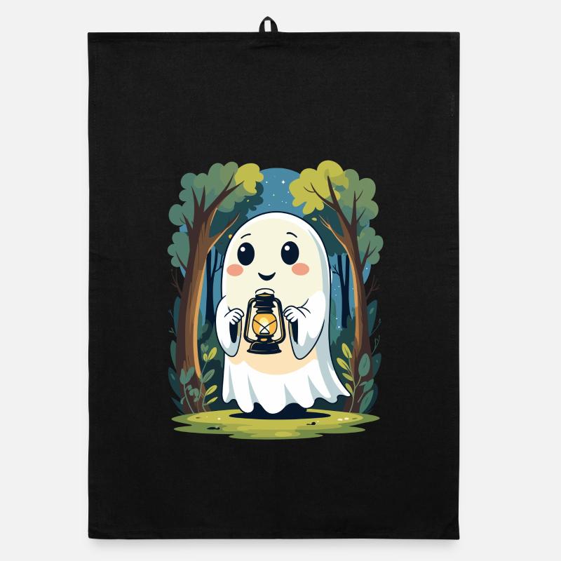 Laternengeist im nächtlichen Wald Organic Geschirrtuch