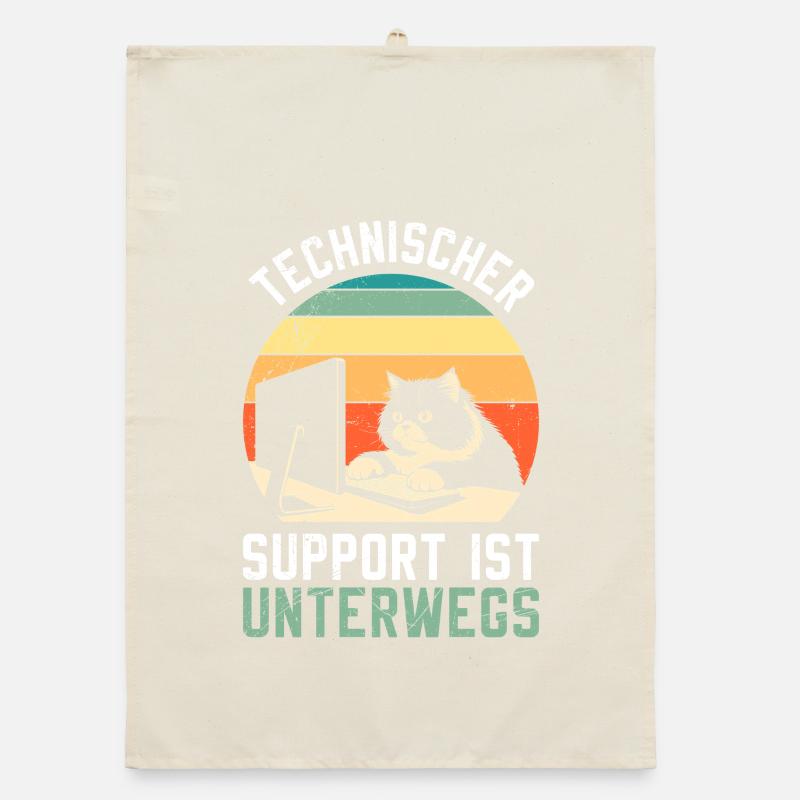 Computer TECHNISCHER SUPPORT IST UNTERWEGS LUSTIG Organic Geschirrtuch