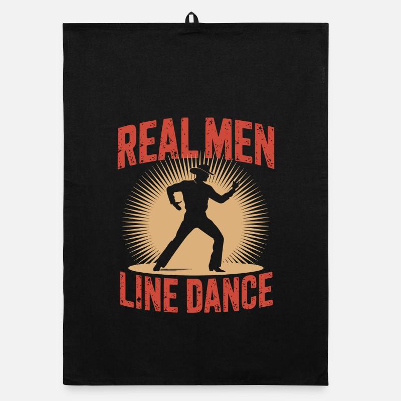 Real Men Line Dance Cowboy Western Line Dance pour - Torchon bio - noir