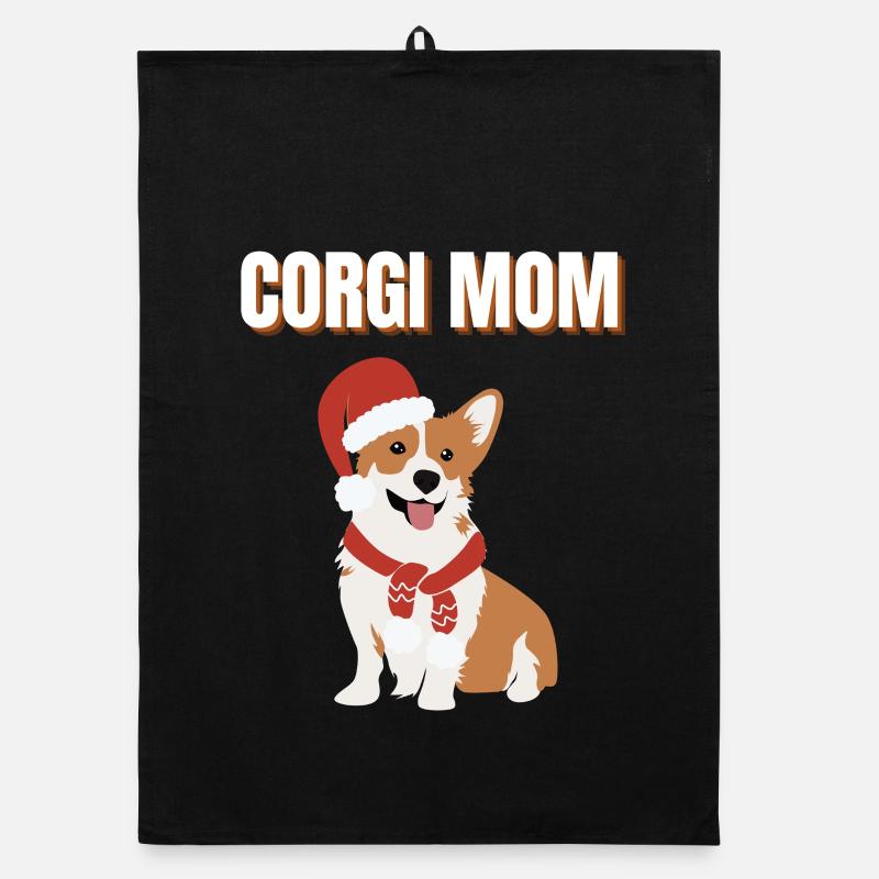 Maman Corgi Toutou de Noël Torchon bio