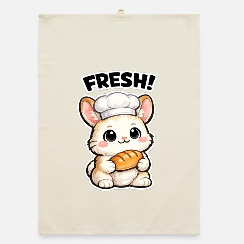Kitchen bunny with fresh bread Organic dish towel