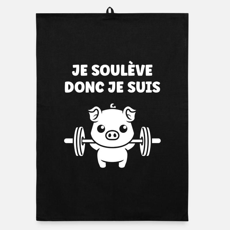 Cochon Haltérophile Je Soulève Torchon bio