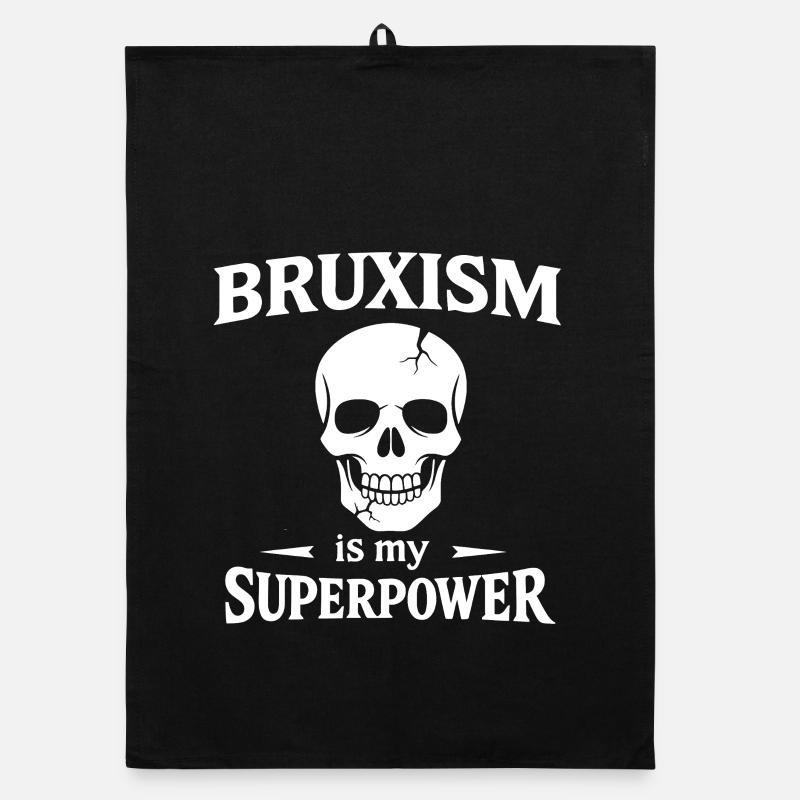Bruxism Superpower Skull Teeth Grinding Tooth Organic dish towel
