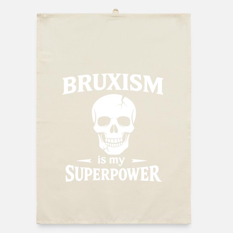 Bruxism Superpower Skull Teeth Grinding Tooth Organic dish towel