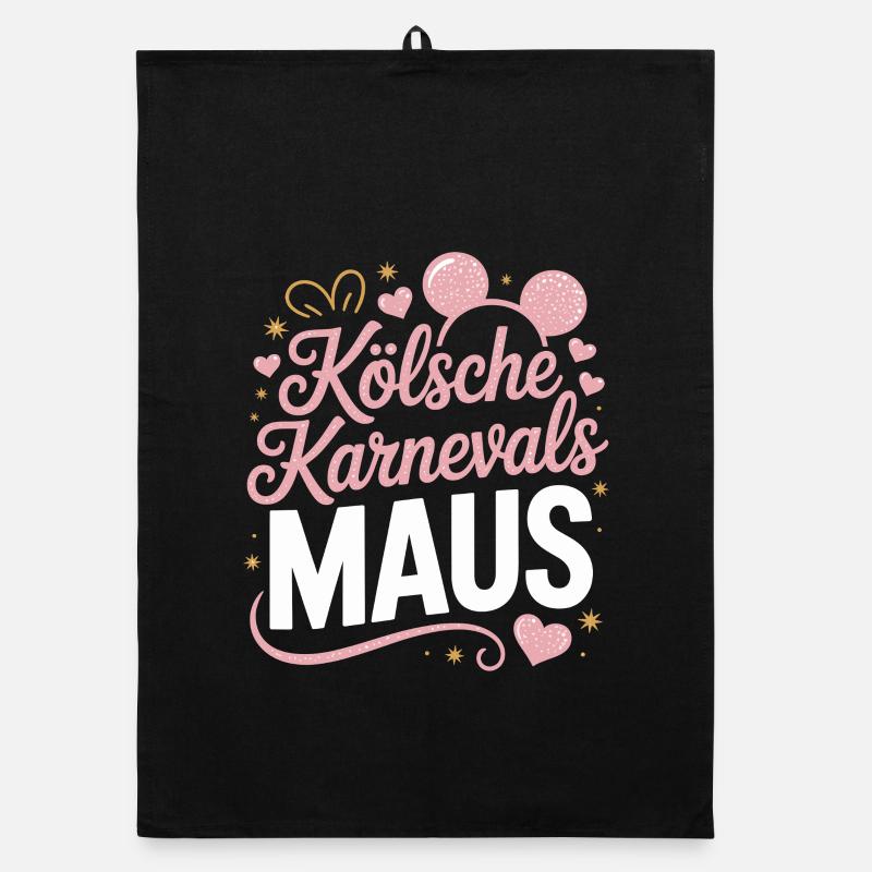 Kölsche Karnevalsmaus Karneval Köln Kölner Maus - Organic Geschirrtuch - Schwarz