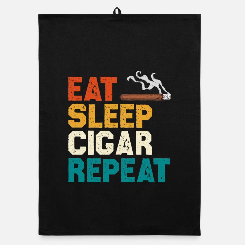 Eat Sleep Cigar Repeat Tea Organic dish towel