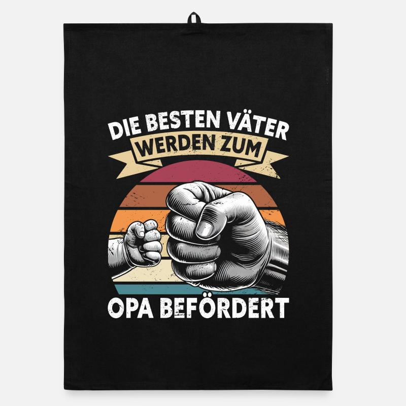 Die Besten Väter Werden Zum Opa Befördert - Organic Geschirrtuch - Schwarz