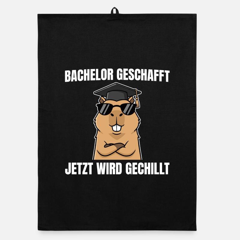 Bachelor geschafft - Capybara Bachelorprüfung Organic Geschirrtuch