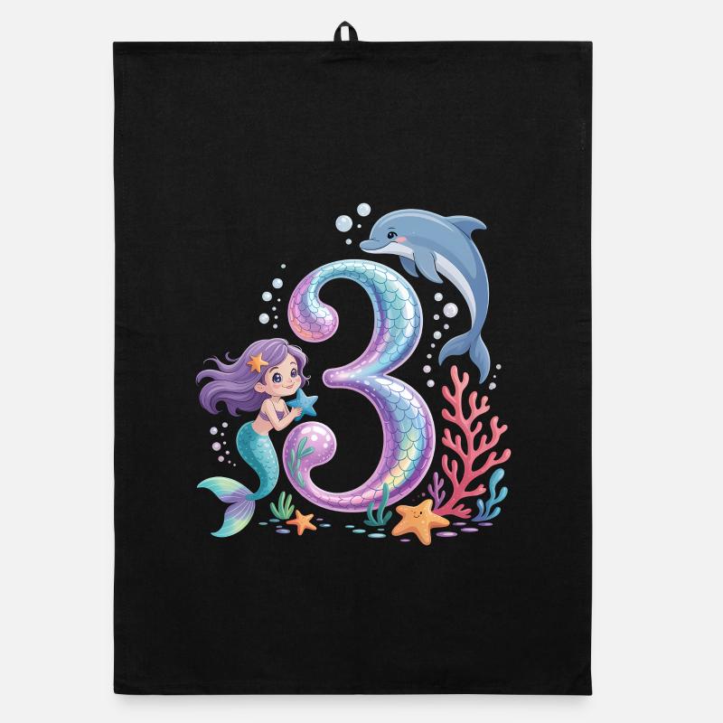 3e anniversaire de la sirène 3 ans Torchon bio