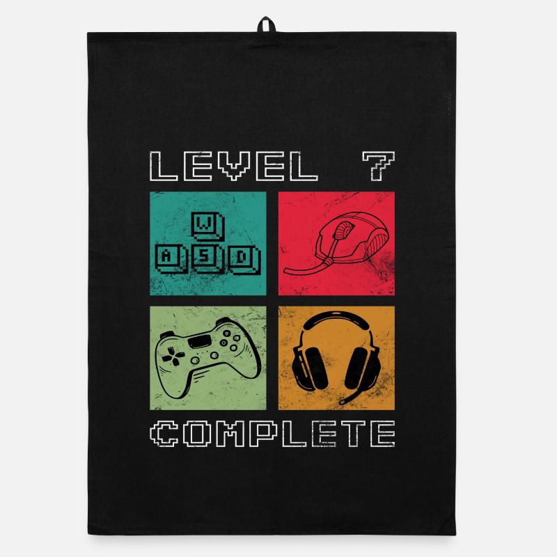 Birthday Gamer Level 7 Years Unlocked Organic dish towel