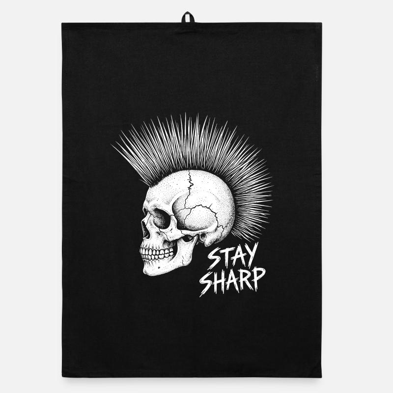 Stay Sharp Punk Skull – Irokese Totenkopf Design Organic Geschirrtuch