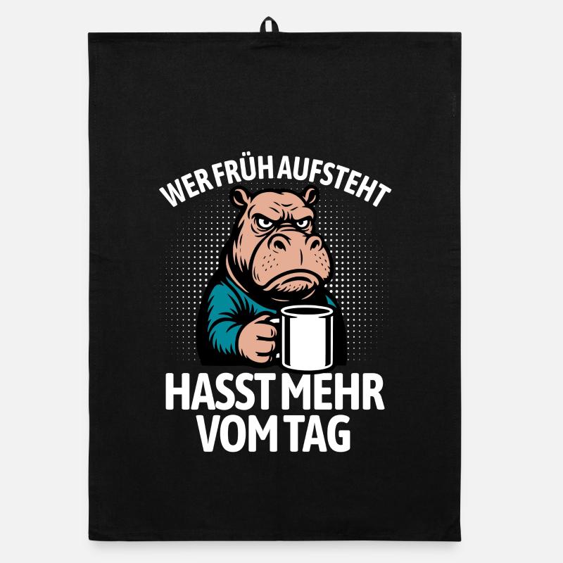 Hippo - Wer früh aufsteht hasst mehr vom Tag Organic Geschirrtuch