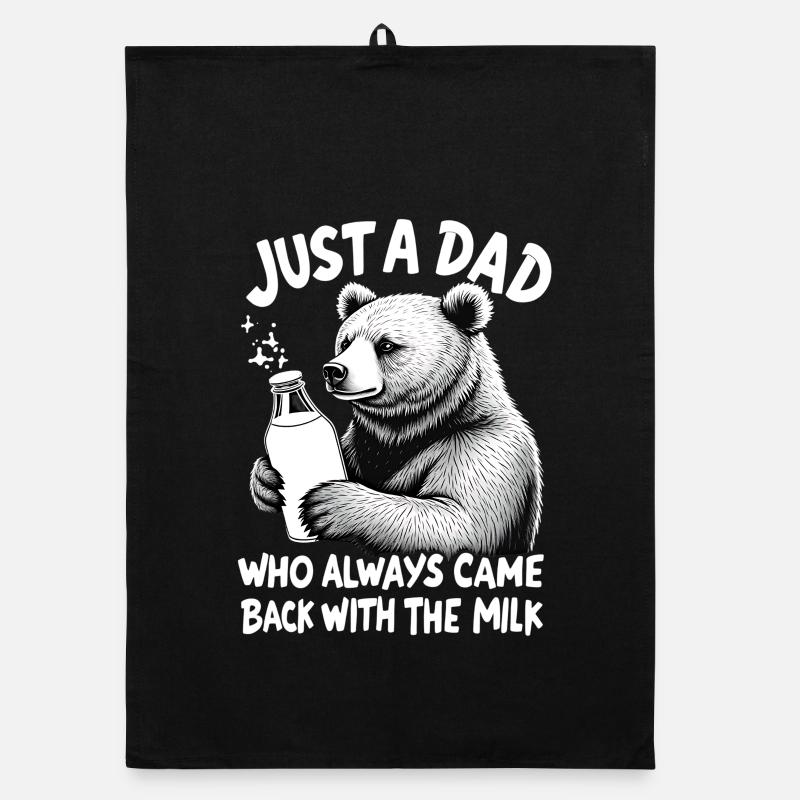 Bär mit Milch – Vatertier Spruch Organic Geschirrtuch