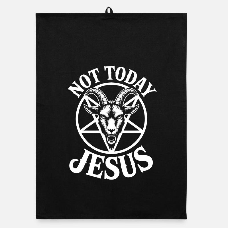 Not Today Jesus Goat Emblem Organic dish towel