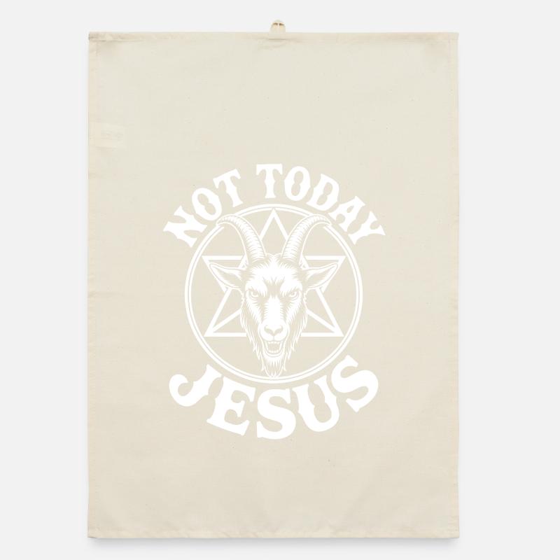 Gothic goat head with pentagram Organic dish towel