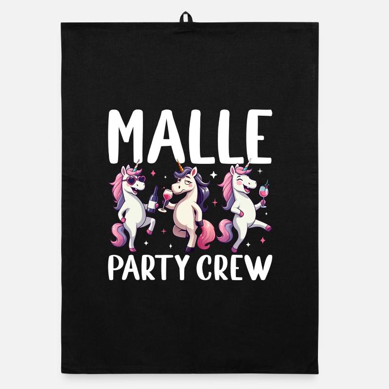 Malle Party Crew Einhorn Trinkspaß Mallorca Organic Geschirrtuch