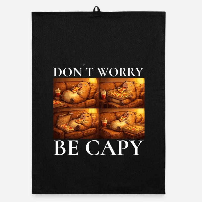 Don't Worry Capybara Pizza Capybara Motif Organic dish towel
