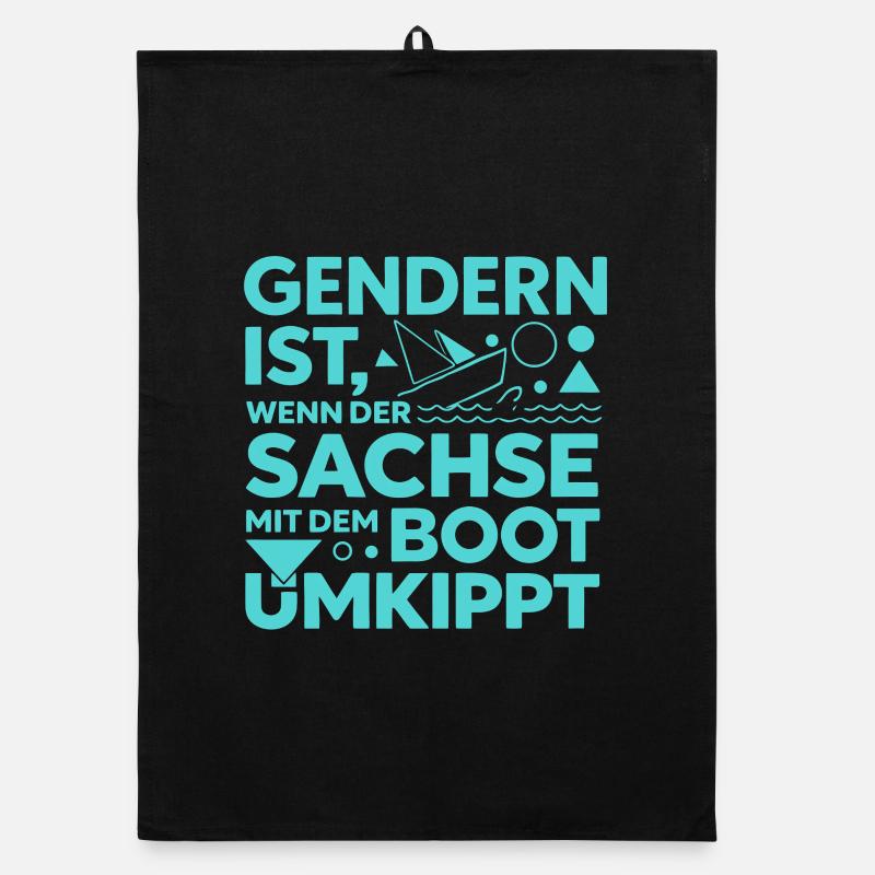Gendern Sachse Boot Umkippt Dialekt Witz Organic Geschirrtuch