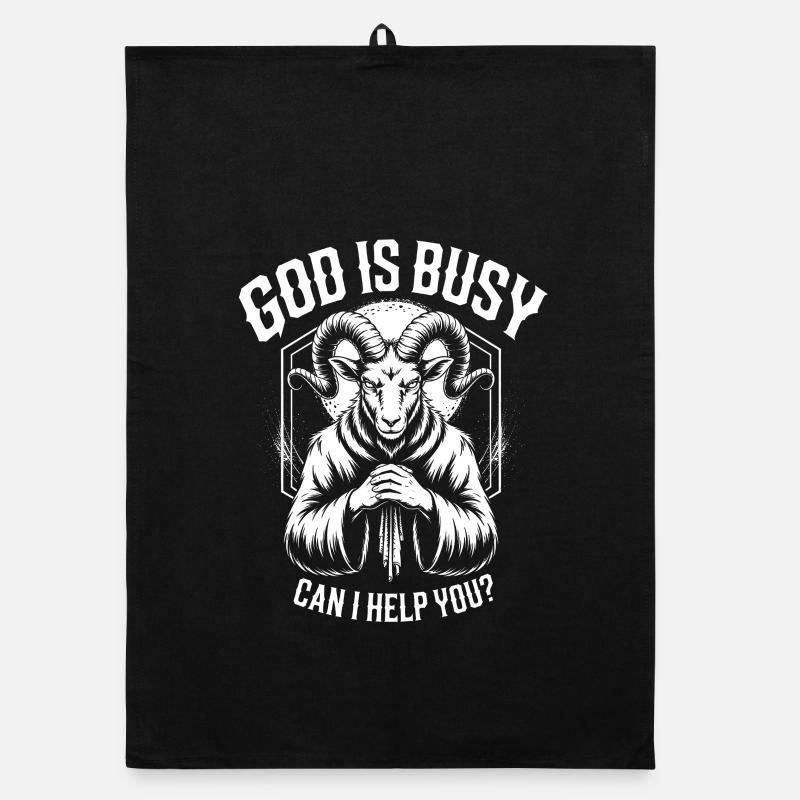 Goat Deity Prayer: God Busy Organic dish towel