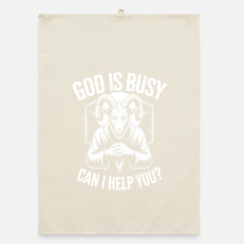 Dieu est occupé : logo de chèvre serviable Torchon bio