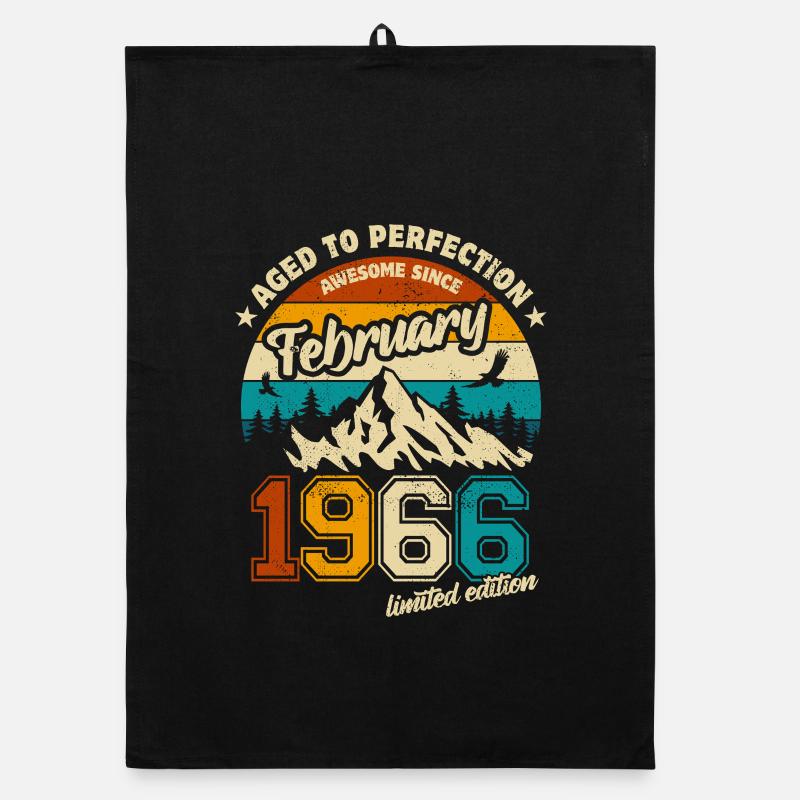 Édition limitée cadeau d’anniversaire de février 1966 - Torchon bio - noir