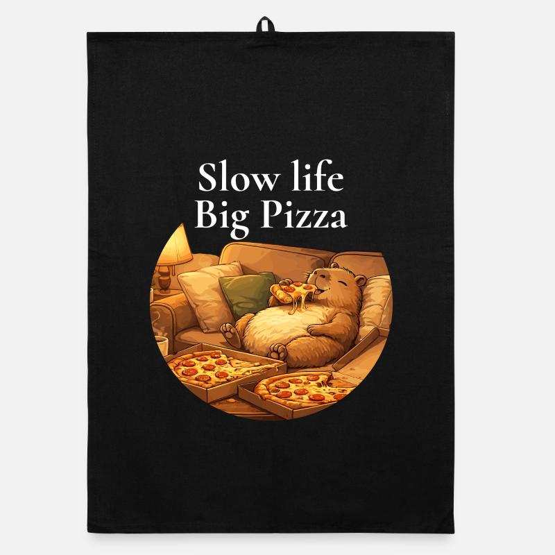 Capybara Pizza Sofa Cozy Relax Motif Organic dish towel