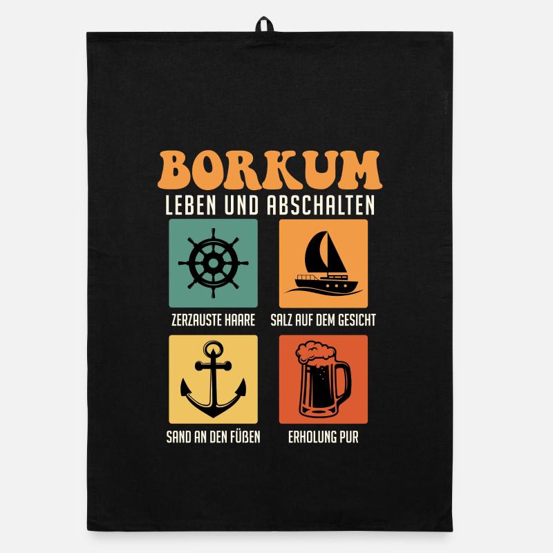 Mer du Nord BORKUM LIVE AND SWITCH Retro Funny Torchon bio