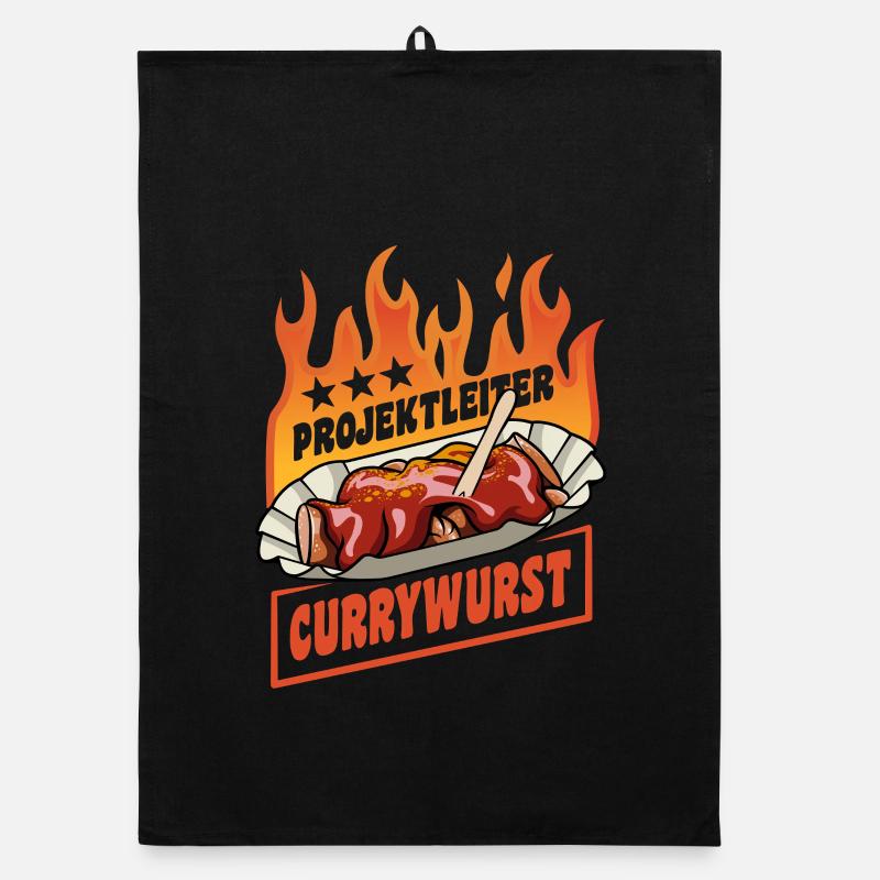 Project Manager Currywurst | Fast Food | Flames Organic dish towel