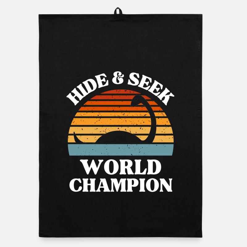 Championne du monde de cache-cache Nessie Art rétro Torchon bio