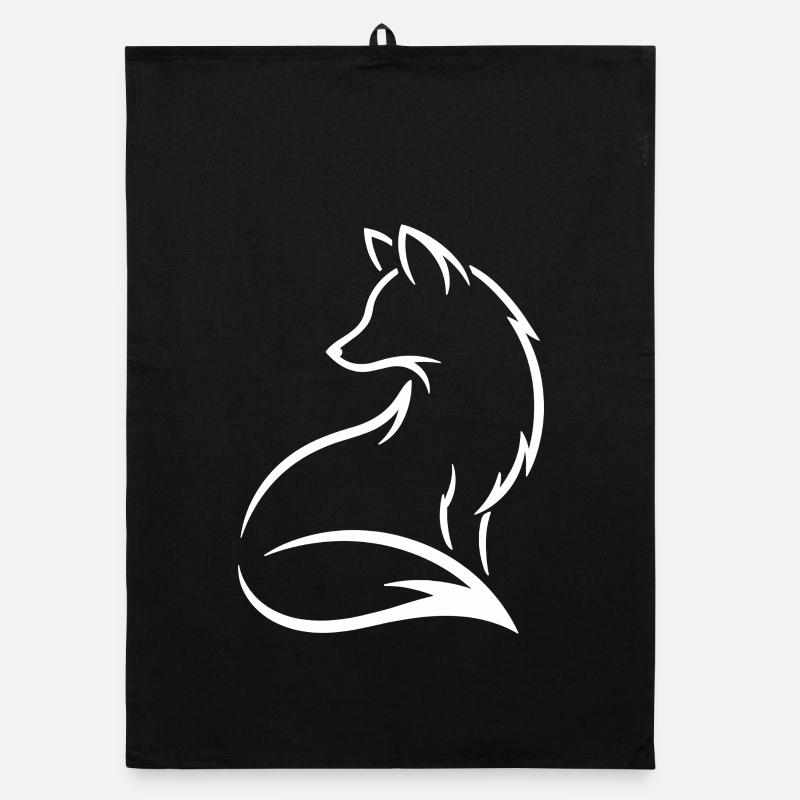 Silhouette de renard - Art de lignes de la faune Nature Design Torchon bio