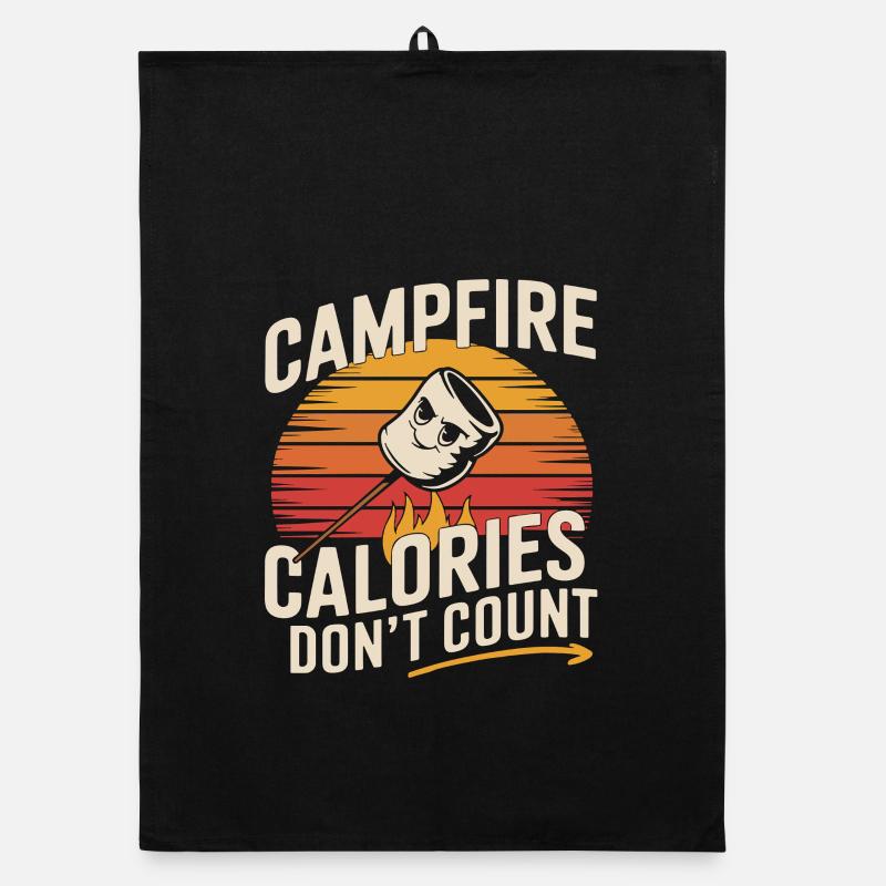 Campfire Calories Don't Count Funny Marshmallow Organic dish towel