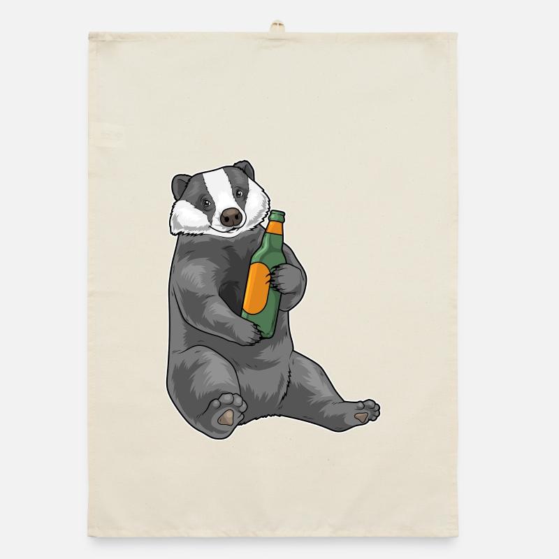 Dachs Flasche Bier Organic Geschirrtuch