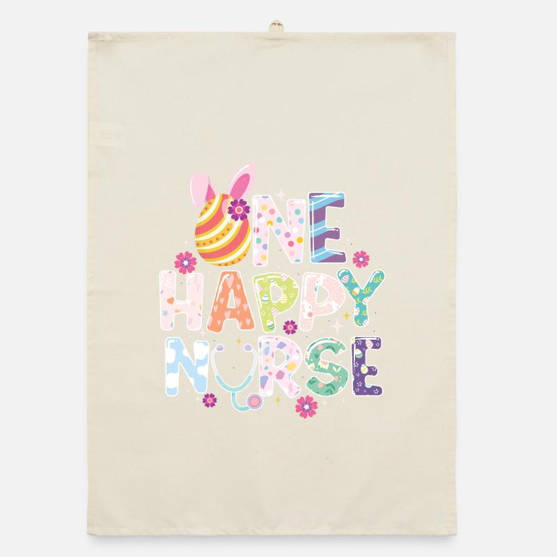 One Happy Nurse Easter RN Spring Fun Bunny Organic dish towel